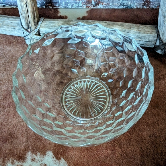 Vintage 50's Fostoria American Large Heavy Crystal Serving Bowl - Picture 2 of 10